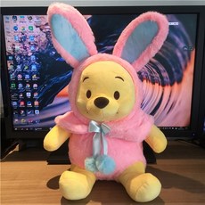 디즈니 캐릭터 다람쥐 곰돌이푸 핑크팬더 봉제 인형, 2. 핑크 토끼귀 곰돌이푸 20 cm