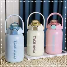 850ml 휴대용 뚱보 스테인레스 스틸 진공 보온보냉병 물병 플라스크 빨대 음료 커피 차 오피스 피트니스 차량용 여행용 캠핑용 소풍용 친환경 머그컵 일회용 배출 제로 실천 쉔샵, 1+1(색상은배송요청사항에기재), 2개