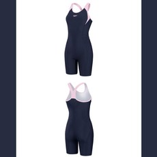 스피도 브랜드수영복 강습추천! 네이비핑크 노출적은 여자5부 반전신수영복 여자반신 수영레슨