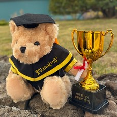 졸업선물 학사모 곰인형 졸업 수료 어린이집 유치원 단체선물 1개 문구있음(쇼핑백X) 28cm 상품 이미지