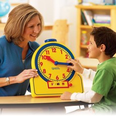 교사용 시간 시분초 학습기 아날로그 디지털 빅타임 시계 교구 Primary Time Teacher 12 Hr Analogue & Digital Demonstration Clock, 옐로우, 1개
