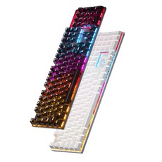 104키 백라이트 케이블 게임 기계 키보드 KA101 청축 화이트,