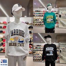 NBA 남녀공용 GSW 골스 아치형 팀레터링 맨투맨 티셔츠 N231TS030P NC대전유성