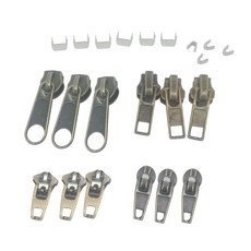 QDY 22pcs 금속 지퍼 수리 지퍼 슬라이더 지퍼 교체 액세서리 청동