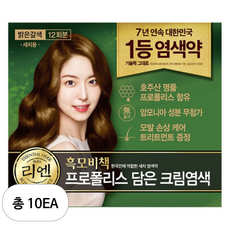 리엔 흑모비책 프로폴리스 담은 크림 염색제 새치용 12회분, 10개, 밝은갈색