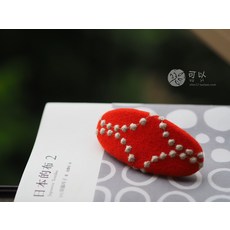 탬버린 (리틀 섬 .수공예)(방울북)minaperhonen도가와 머리핀 오렌지레드, T01-플란넬 오렌지레드 방울북