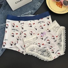 ~3XL 헬로 키티 커플 속옷 팬티 사각 삼각 신혼부부 복싱 섹시한 남녀 세트 레이스