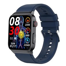 디지털손목시계 아웃도어블루투스워치 e500 스마트 워치 실시간 비침습 혈당 ecg ppg 심박수 혈압 모니터링 smartwatch, 파란색