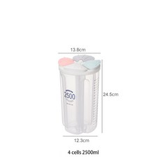 플라스틱 시리얼 디스펜서 컨테이너 주방 음식 곡물 쌀 봉인 된 캔 투명 스토리지 박스 주방 용품 주최자, 4 cells 2500ml, 1개
