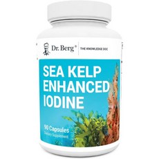 Dr. Berg Sea Kelp Enhanced Iodine - 200 mcg of Premium Iodine - Seaweed Blend Includes Klamath Blue-, 90정, 1개
