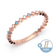 [비앤비골드]14K 사각 터키석 삼색 반지 SRS20072