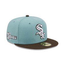 New Era 블랙 프라이데이 남성용 라이트 블루 브라운 시카고 화이트삭스 2005 월드 시리즈 비치 키스 59FIFTY 피티드 모자