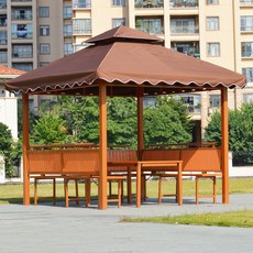 DIPYLON 모던 야외 정원이든 사각 정자 방부정 차수차양정 농가악정자, 12개의 도톰한 베지터블 베젤-신상