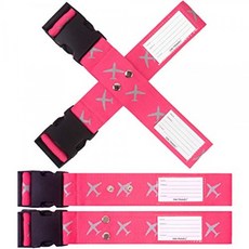 러 기지 스트랩 크로스 HEAVY DUTY PERSONALIZED LUGGAGE STRAP cross with address label : OW