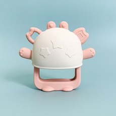 아기먹방지기 아교실리콘 꽃게 달래기 아교밴드 푸드급 물수제비 이갈이봉, 오렌지, 1개