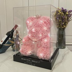 생일선물 여자 친구 여자 친구 여자 친구 신혼 서프라이즈 실용 고급 의식감 추석 꽃다발, 아크릴베어 베어 소녀 파우더라이트선물세트