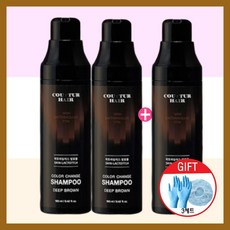 꾸띄르 염색샴푸 190ml 시즌4 스킨락토 7714 진갈색 +염색장갑&캡, 진갈색3개+염색장갑&캡(3세트), 1개