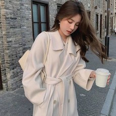 ANYOU 모직 캐시미어코트 여 추동 고급스러운 느낌 조거 하프 모직코트