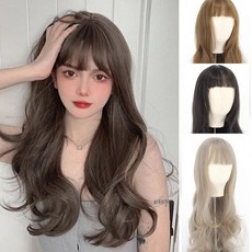 자연스러운 웨이브 롱가발, 다크브라운, 1개