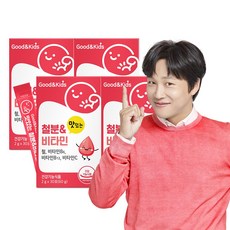 [굿앤키즈] 맛있는 철분 비타민 딸기맛 30포 4박스 / 성장기 아이 철분제 어린이 영양제 비타민C, 60g, 4개