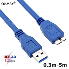 USB 3.0 A USB3.0 마이크로 B 수 어댑터 케이블 외장 하드 드라이브 디스크 용 데이터 동기화 코드 HDD, [04] 1.5m, [01] 파란, 01 파란_04 1.5m