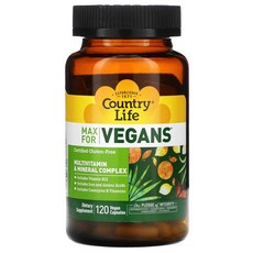 컨츄리라이프 Max for Vegans 멀티비타민 미네랄 컴플렉스 120 비건 캡슐, 1개