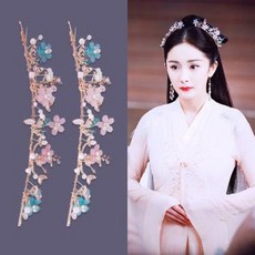 인조 콧수염 가짜 수염 가발 연극 소품 분장 옛날 무협 드라마 양멱살부동의 헤어핀 한복의 일상적인 스위트 선녀 액세서리, 02 머리를 흔들며 한 쌍을 이루다.