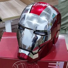 아이언맨 마스크 자동 변신 헬멧 가면 마블 아이언맨 오토킹 1/1 Mk5 헬멧 원격 및 음성 제어 자동 마스, 01 60cm helmet