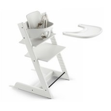 스토케 트립트랩 하이체어+베이비세트+트레이 풀세트 아기 이유식의자 식탁 의자, 화이트워시