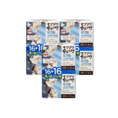 순수한면 건강한 유기농 순면커버 중형 (16+16) 총32개입 날개형 생리대, 32개입, 3팩