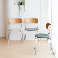 폴인퍼니 식탁의자 앨빈 체어 실버 스틸 원목 카페 디자인 인테리어 의자, 그린