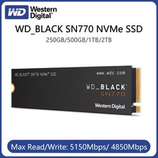 웨스턴 디지털 WD 블랙 SN770 NVMe SSD 2 테라바이트 1 500 기가 바이트 250 내부 게임 솔리드 스테이트 드라이브 Gen4 PCIe M.2 2280 최대 5150, 04 2TB, 한개옵션1