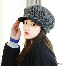 체크팔각모