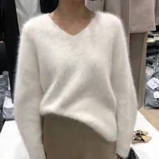 여성 청순 보송 앙고라 루즈핏 긴팔 스웨터 니트