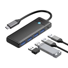 오리코 4포트 LED 5Gbps 무전원 USB3.0/Type-C 허브 PAPW4A-U3 컴퓨터 확장 인터페이스를 위한 연결 마우스 키보드 사용 ORICO, 1M, USB-C,