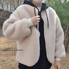 유명한원단] 대폭양털덤블링원단 인타록본딩 뽀글이천, 크림베이지(다12-2)