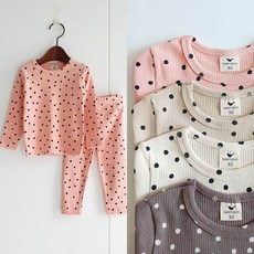 가을 아기 아동 여아 남아 도트 골지 실내복 유아 키즈