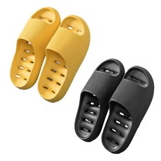 위시월드 1+1 물빠짐 논슬립 욕실화 다용도 베란다 슬리퍼, 블랙(여성용), 옐로우(여성용), 2개