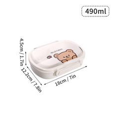 WORTHBUY 휴대용 분리형 도시락 상자 용기 전자 레인지 가열 플라스틱 투명 누출 방지, 490ML A Style, 1개, 490ml