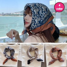 [메르올린] 1+1 럭셔리 엘리제 라벨 사각 쁘띠스카프 4color