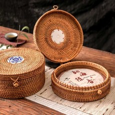 라탄 보이 차 통 보관함 찻잎 고급 선물 박스 포장 상자, 1개, 1. 대형-라탄 얇은 차 상자