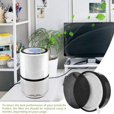 Levoit 공기 청정기 LV-H132 부품 필터 LV-H132-RF HEPA 및 활성탄 필터 2 팩, [01] Black White, 2개