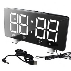 뜨거운 판매!!! LED 디지털 디스플레이 USB12/24 시간 듀얼 모드 FM 라디오와 스누즈 알람 시계 도매 Drops, 01 WHITE, 한개옵션1