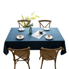 별빛감성 린넨 코팅 및 PVC 방수 테이블보 식탁보, 4인 (130 x 170 cm), 네이비(진청색)