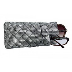 the buti-bag company 이중 안경 보관 케이스 퀼트 코튼 부드럽고 슬림 by Buti-Eyes (블랙 화이트 헤링본)