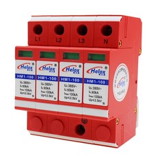 DAMMAIDDAO 4P AC 380VSPD 산업용 서지 보호 장치 MAX 100KA 피뢰기, 90x72x67mm, 레드, 플라스틱