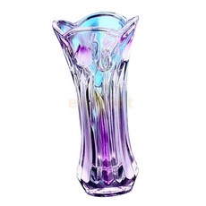 튤립 양각 디자인 크리스탈 유리 꽃병 테라리움 장미 백합 단풍 꽃 장식 컨테이너 병|vase terrarium|crystal glass flower vasesglass flow, 1개, Blue