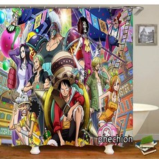 원피스 3D 인쇄 샤워 커튼 방수 욕실 미끄럼방지 목욕 매트 세트 변기 러그 X33 2185158, B11-Shower Curtain