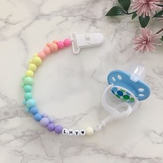 안녕이음 미키레인보우 디즈니 쪽쪽이클립 치발기클립홀더, 이니셜(하트포함4자)