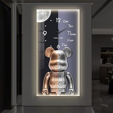 Uinox 곰돌이 시계 LED 무드등 대형 디자인 무소음 거실 고급 인테리어벽시계, (40x80cm)-C타입, (40x80cm)-B타입